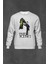 Gri Sweatshirt The King Leo Lionel Messi Beyaz Baskılı Unisex Sweat 1