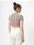 Spor Crop Tişört Kısa Kollu Bisiklet Yaka Asimetrik Kesim Slim Fit 4