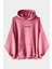 Pembe Kalın Içi Polarlı Oversize Kapüşonlu Hoodie Sweatshirt 1
