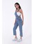 Yanları Düğme detaylı Dekoratif Cepli Astarsız Mom Fit Kadın Kot Tulum Orta Mavi Denim Dört Mevsim 3