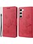 Samsung Galaxy S23+, Kelebekler Çiçek Baskı Pu Deri Telefon Kapağı Cüzdan Stand-Kırmızı (Yurt Dışından) 1
