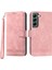 Samsung Galaxy S22+ 5g Için Dierfeng Df-03 Cüzdan Telefon Kılıfı, Stand Pu Deri Çizgileri Baskılı Kapak Pembe (Yurt Dışından) 1