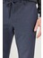 Erkek Lacivert Slim Fit Dar Kesim Beli Bağlamalı Esnek Pantolon 5