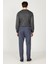 Erkek Lacivert Slim Fit Dar Kesim Beli Bağlamalı Esnek Pantolon 7