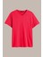 Erkek Kırmızı Slim Fit Pamuklu Kısa Kollu V Yaka T-Shirt 1