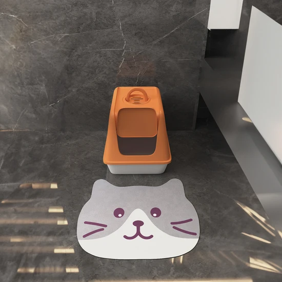 Arnee Kedi Tuvalet Önü Paspası Büyük Boy Desenli Kedi Kumu Paspası 50 x 60 cm
