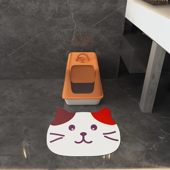 Arnee Kedi Tuvalet Önü Paspası Büyük Boy Desenli Kedi Kumu Paspası 50 x 60 cm