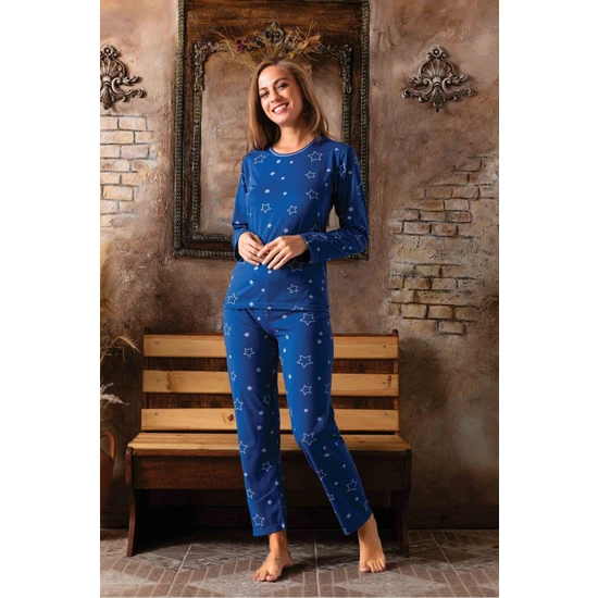 Peluş Homewear Kadın Basıc Yaka Uzun Kol Pijama Takımı