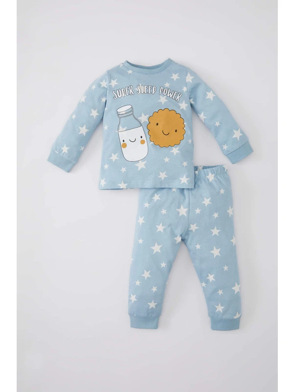 DeFacto Erkek Bebek Yıldız Desenli Uzun Kollu Penye Pijama Takımı C6613A524SP