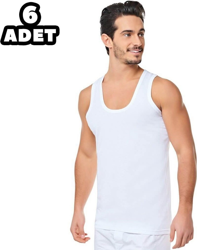 Seher Yıldızı Seher Beyaz Erkek Penye Atlet 6'lı