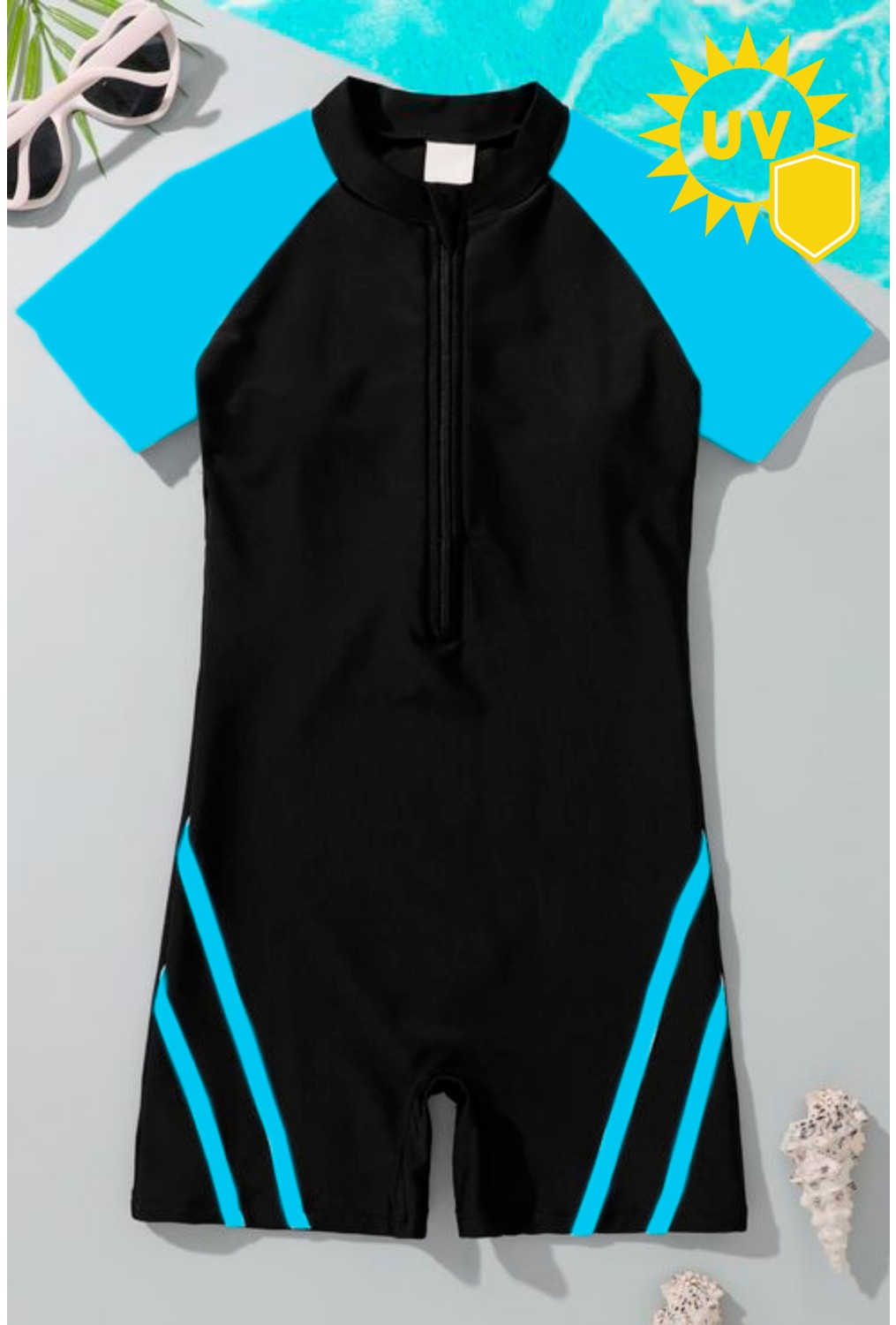 İYİBU Çocuk Uv Korumalı Kısa Kollu Yüzücü Tulum Mayo Havuz ve Deniz Mayosu Kids Swimwear Unisex görsel 6