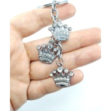 Ennea Art Metal Üçlü Taç Anahtarlık / Araba Dikiz Ayna Süsü Hediyelik Aksesuar