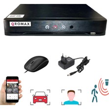 qromax 8 Kanal 5 MP H265+ 1080P Hibrit Araç, İnsan ve Yüz Tanımalı Xmeye Kayıt Cihazı