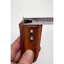 Kopili Ninja Çakı Kılıfı Hakiki Deri Kılıf - Kın (Kapalı Hali 6 - 9cm Arası Çakılar Içindir) (Kahverengi) No:1