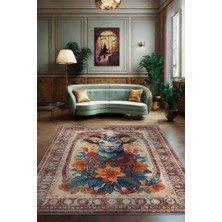 Homshtag Nuh'un Gemisi Koleksiyonu Keçi Çiçek Desenli Temalı Vintage Renkli Maksimalist Halı