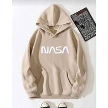 Medinenur Unisex Nasa Baskılı Kapüşonlu Sweatshirt