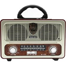 Coverzone Yeni Nesil Radyo USB Sd Fm Aux Bluetooth Müzik Kutusu Retro El Tutamaçlı Şarj Edilebilir M111BT