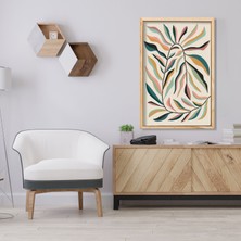 Tekli Ahşap Lamine Çerçeveli Mdf Tablo Pastel Renkli Yapraklar