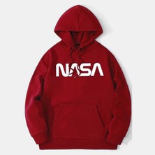 Medinenur Unisex Nasa Baskılı Kapüşonlu Sweatshirt