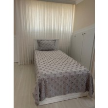 Tly Home Textiles Tly Ponponlu Yatak Örtüsü Tek Kişilik (Gri)