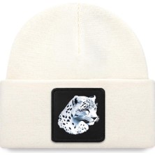 Black Börk  V1 Akrilik Panter - 3 Kod Logolu Unisex Beyaz Bere (Beanie)