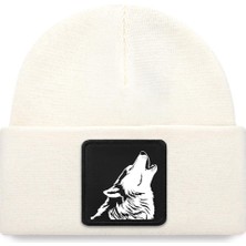 Black Börk  V1 Akrilik Kurt - 3 Kod Logolu Unisex Beyaz Bere (Beanie)