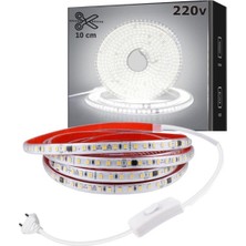 Burul Şerit LED Işık 120 Ledli Aydınlatma Yapışkanlı 10 cm Kesilebilir 220V