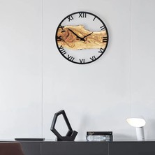 CajuArt Roma Rakamlı Ağaç Dilimi Kütük Şeklinde Yuvarlak Duvar Saati Md2 40 cm Dekoratif Tasarım Saat