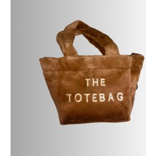 Tuğba Kadın Kahverengi Peluş The Tote Bag Krem Yazılı Çanta