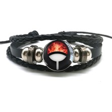 Qiuhong Shop Rodyum Kaplama Anime Halat Bilezik Sıcak Oyun Logo Tasarımı Geek Takı Erkek Kadın Serin Logo Siyah Deri Bilezik Anime Lover Hediye (Yurt Dışından)