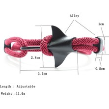 Qiuhong Shop Kırmızı Siyah Moda Okyanus Hayvan Manta Bilezik Erkek Kadın Çok Katmanlı Ayarlanabilir 4mm Milan Halat Braslet Survival Braclet Plaj Takı Hediye (Yurt Dışından)