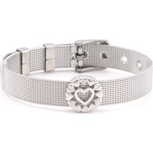 Qiuhong Shop Set 3 Somsoar Takı Silvering Paslanmaz Çelik Hasır Bilezik Bilezik ile Dıy Slayt Charms Bilezikler Kadın En Iyi Hediye Olarak (Yurt Dışından)
