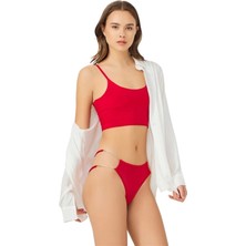 Cottonhill Tüllü Ayarlanabilir Lastikli Brezilya KÜLOT-6016-KIRMIZI