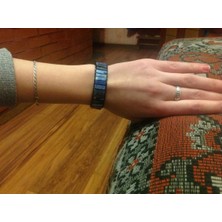 Qiuhong Shop Lapis Lazuli High End Tüp Şekli Lapis Lazuli Tek Deri Wrap Bilezikler Vintage Dokuma Boncuklu Manşet Bileklik Bijoux (Yurt Dışından)