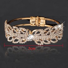 Qiuhong Shop Gümüş Rengi Aınameısı Moda Kristal Punk Bilezik Kadınlar Için Rhinestone Takı Gelin Charm Bilezikler ve Bilezikler Düğün Parti Hediyesi (Yurt Dışından)