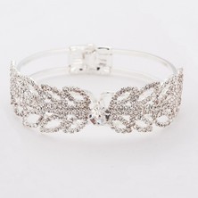Qiuhong Shop Gümüş Rengi Aınameısı Moda Kristal Punk Bilezik Kadınlar Için Rhinestone Takı Gelin Charm Bilezikler ve Bilezikler Düğün Parti Hediyesi (Yurt Dışından)
