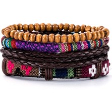 Qiuhong Shop Ayarlanabilir Stil A22 3-Ets Vintage Çapa, Yaprak, Baykuş Bilezikler Erkekler Için Moda Siyah Deri Bileklik ve Bilezikler Çok Katmanlı Geniş Wrap Mücevherat (Yurt Dışından)