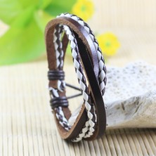 Qiuhong Shop No.21 Boyutu 2 Adetlot Aşıklar Wrap Dokuma Moda El Yapımı Hakiki Deri Bilezikler Erkek Kadın Etnik Kabile Bilekliği Kadın Bilezik Erkek (Yurt Dışından)