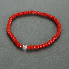 Qiuhong Shop Porselen Kırmızı Şeffaf Miasol Renkli Yeni Geldi Stil Cam Kristal Boncuklu Halat Mesafe Bilezik Femme Kadınlar & Kızlar Için El Yapımı Wrap Bileklik (Yurt Dışından)