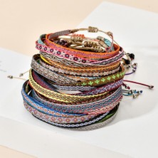 Qiuhong Shop QQSL048 Zmzy Yeni El Yapımı Halat Bilezik Boho Kolombiyalı Wayuu Bilezik Şanslı Tibet Dize Bilezik ve Bilezikler Kadın Erkek Etnik Hediye Için (Yurt Dışından)