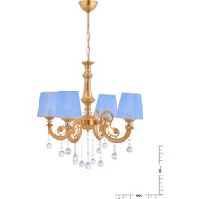 Özpolat Aydınlatma Turna 4 Lü Mavi Şapkalı Lüx Avize (Gold)