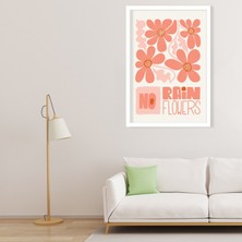 Tekli Ahşap Lamine Çerçeveli Mdf Tablo No Rain Flowers Pembe