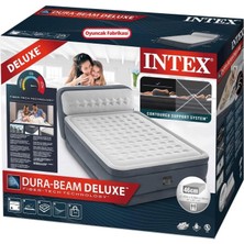 Intex 64448 Queen Dura-Beam Elektrikli Peluş Başlıklı Çift Kişilik Şişme Yatak