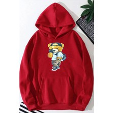 Medinenur Peluş Ayı Baskılı Kapüşonlu Sweatshirt