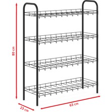 Emkatex Ayakkabılık Metal Ayakkabılık Ayakkabı Rafı Ayakkabı Düzenleyici Raf Üç Katlı Ayakkabılık Siyah
