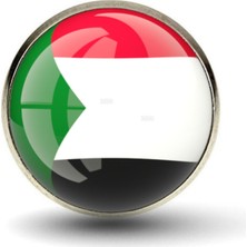 Market66 Sudan Rozet Afrika Sudan Ülke Bayrağı Paslanmaz Çelik 3D Camlı Rozet