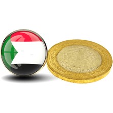 Market66 Sudan Rozet Afrika Sudan Ülke Bayrağı Paslanmaz Çelik 3D Camlı Rozet