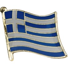 Market66 Yunanistan Greece Bayrağı Yaka Rozeti Altın Kaplama Zeminli Kadın Erkek Parlak Iğneli Ufak Rozet