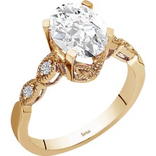 Sirius Pırlanta Pırlanta ve Beyaz Topaz Taşlı Nefertiti Yüzük 07R0203