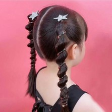 Efna Store Zirkon Taşlı Yıldız Model Burgu Yaylı Siyah Renk Makarna Toka(2 Adet)